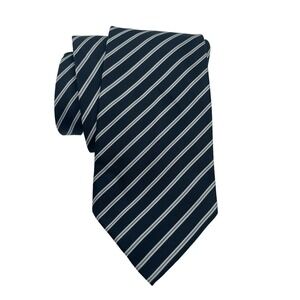 VITALIANO PANCALDI Italy black/silver striped 3.5" X 60" Italy Made Repp Tie EUC